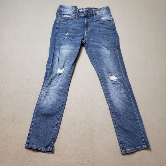 Men's UH Denim Blue Wash Distressed Jeans - Picture 1 of 14